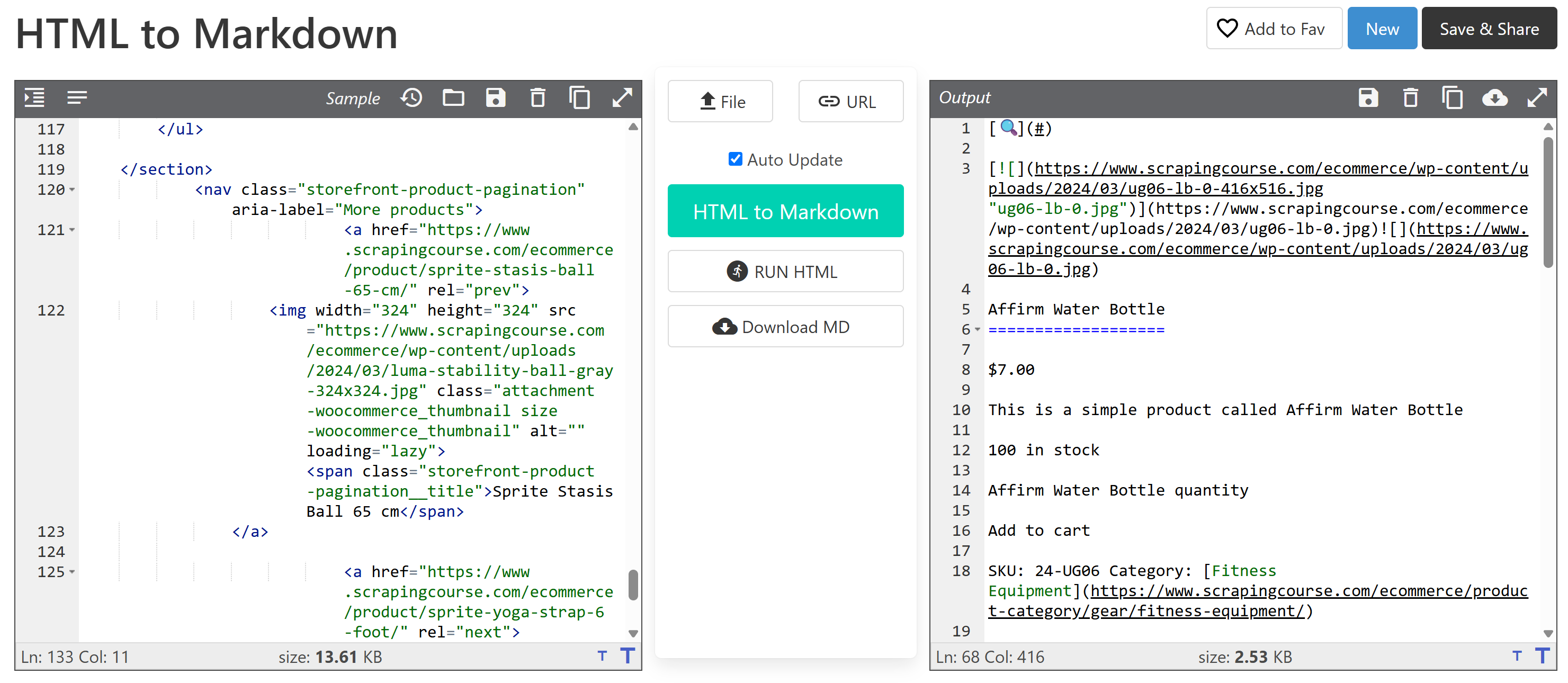 HTML to Markdown comparison