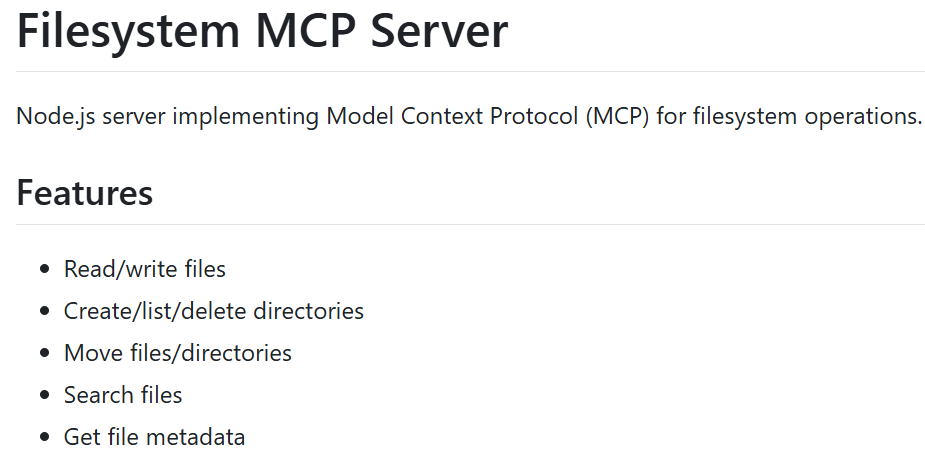 Filesystem MCP server repository