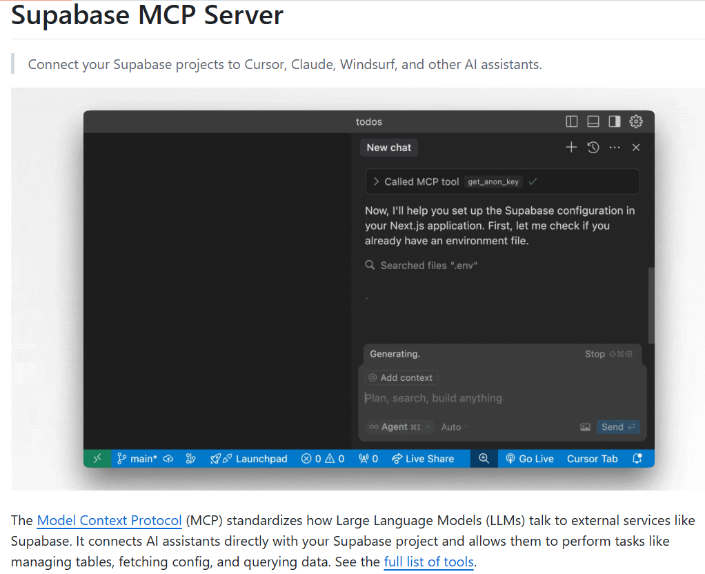 Supabase MCP server repository