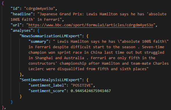 The result of the MoE approach in the JSON file