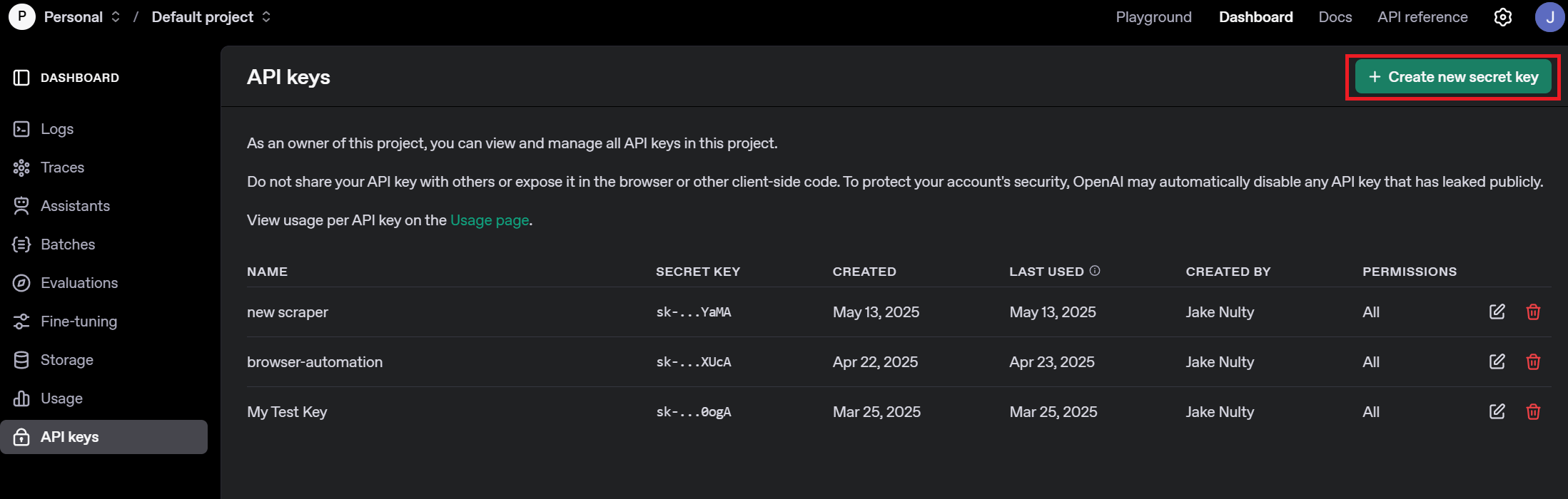 Create a New OpenAI API Key