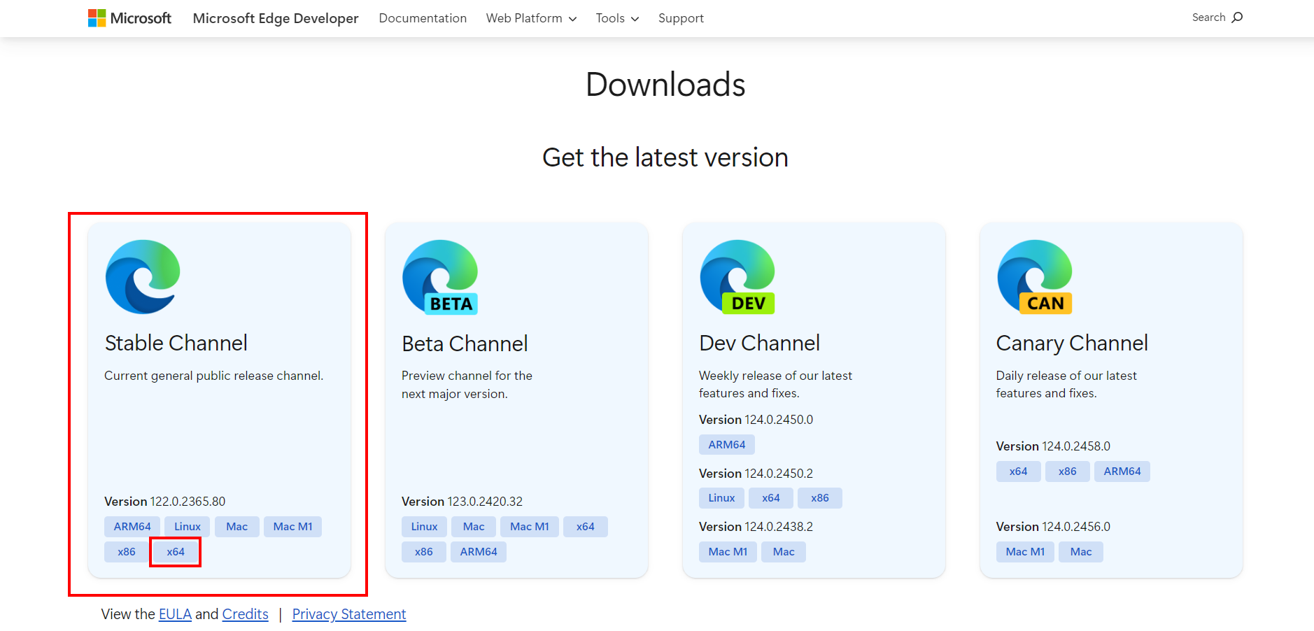 downloading the latest stable version of the edge webdriver
