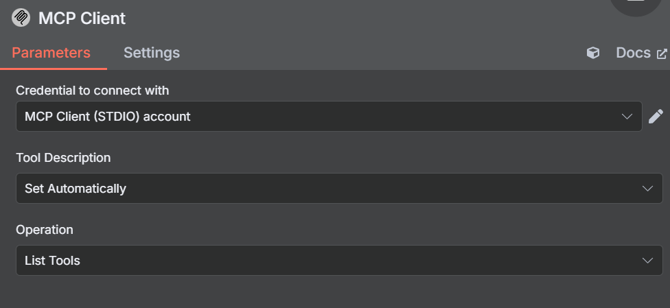 MCP Client Default Settings