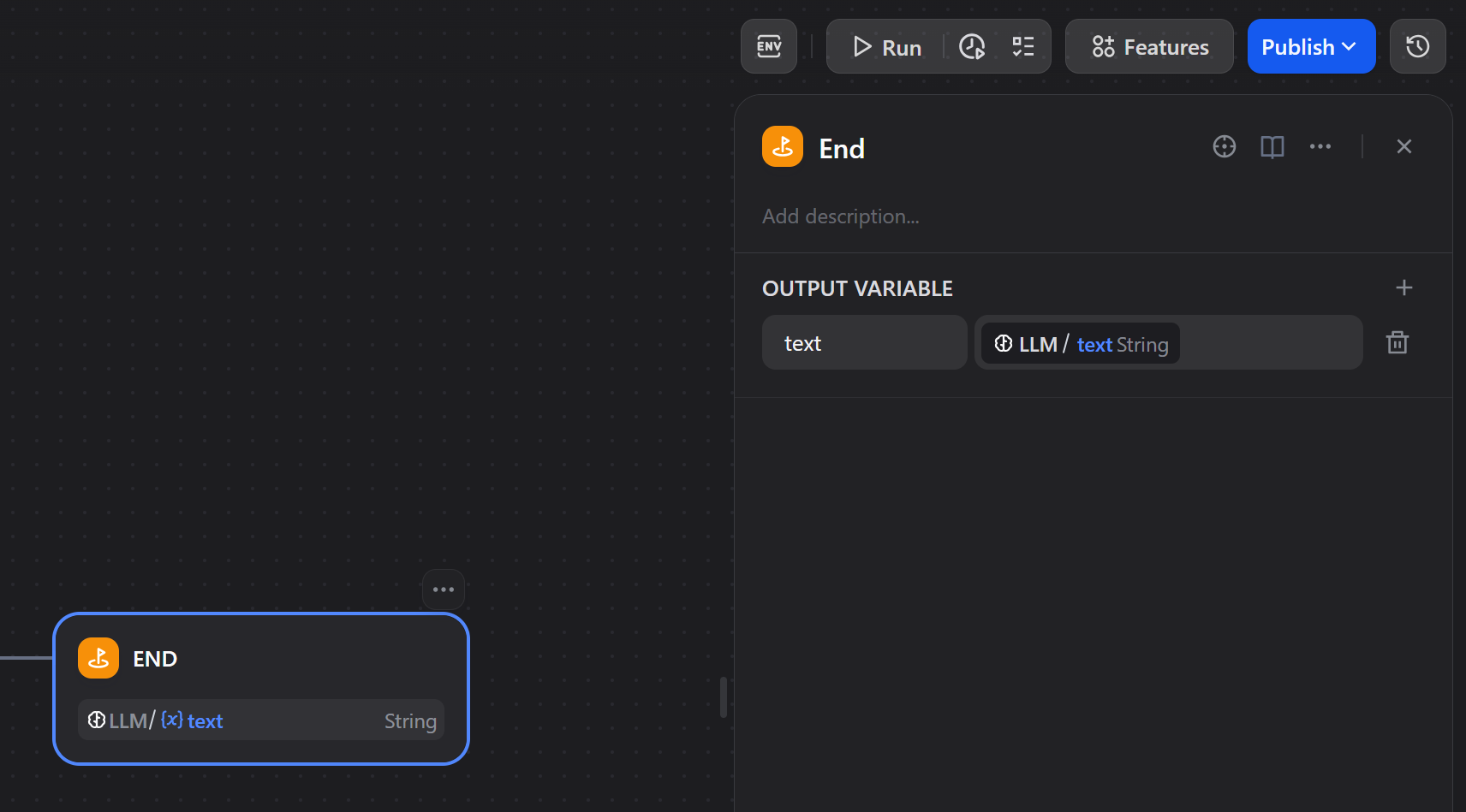 Setting the “text” output variable