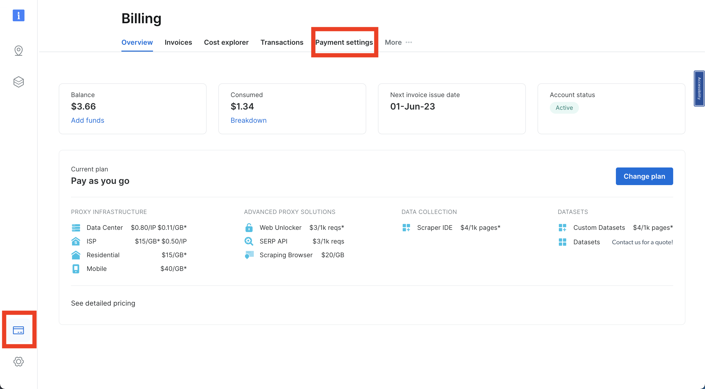 Billing page.