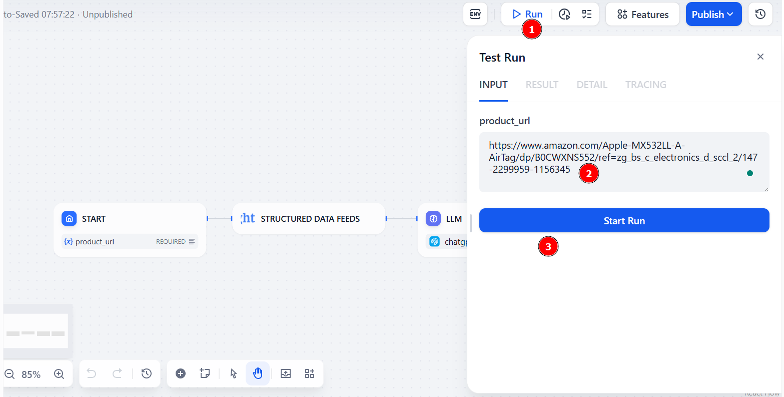 Running the workflow
