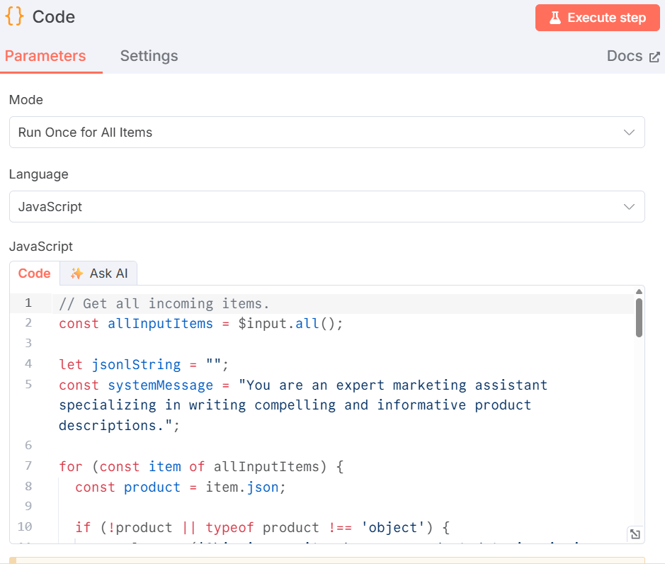 The Code node
