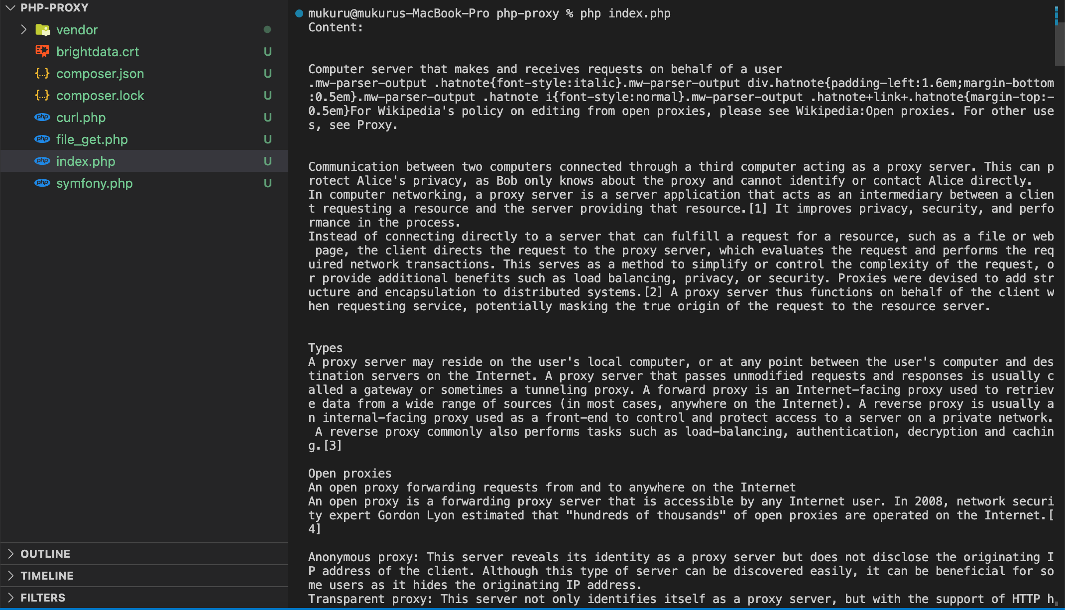 Results of scraped data from Wikipedia using Bright Data