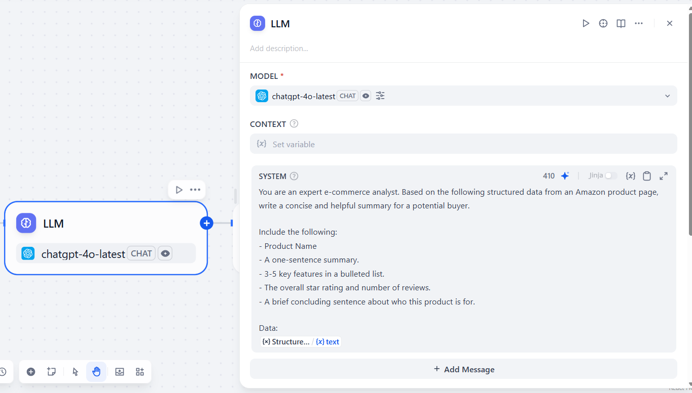 Adding a prompt to the LLM