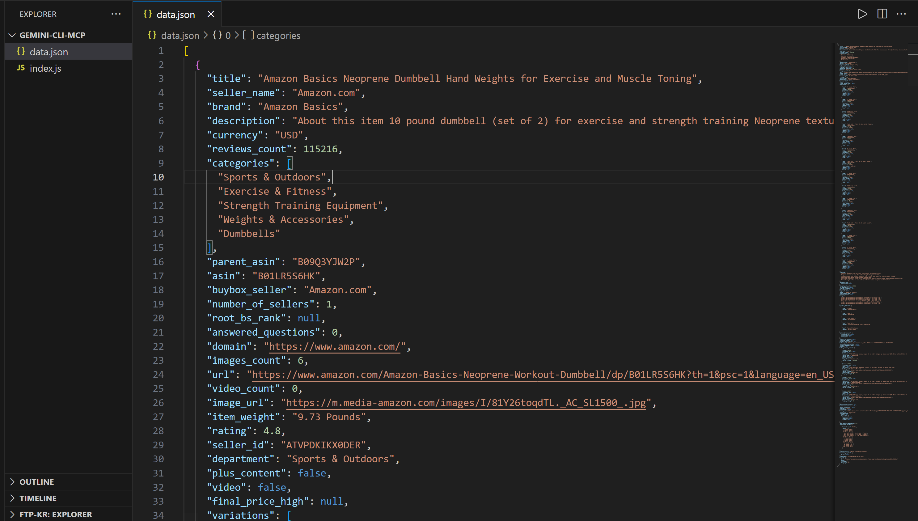 data.json in VSC
