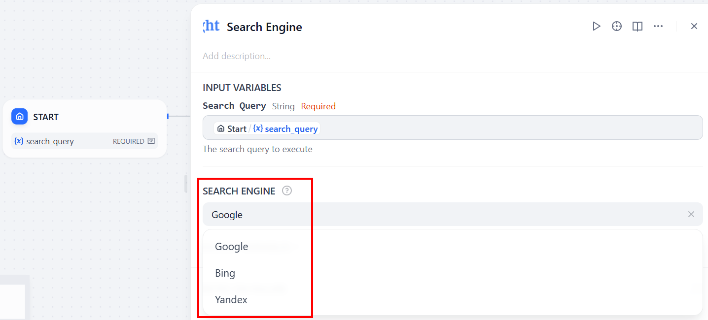 Choosing a search engine among the listed ones