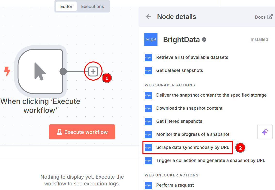 Selecting the demlon’s node in the n8n workflow