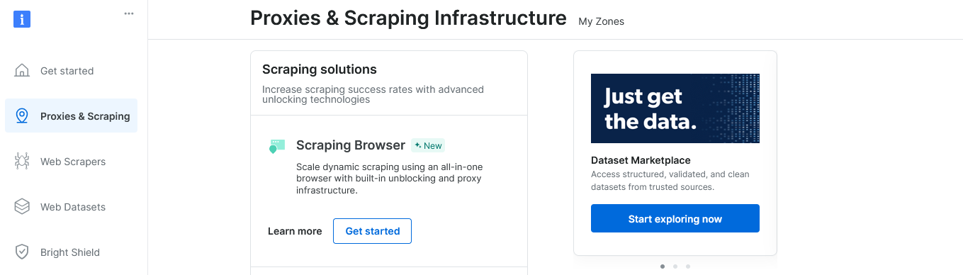 Choosing Scraping Browser in the control panel