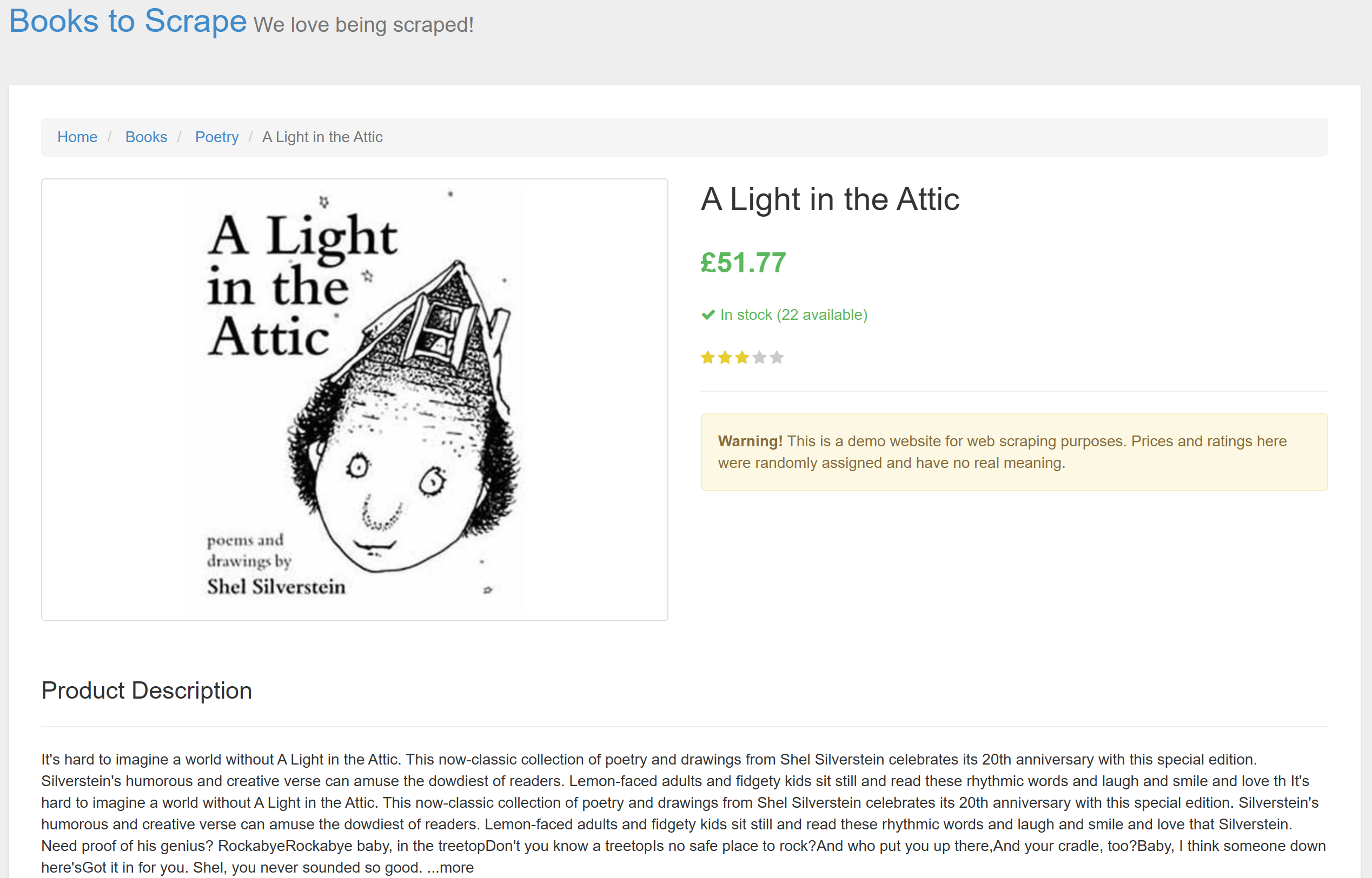 The top level of the target page