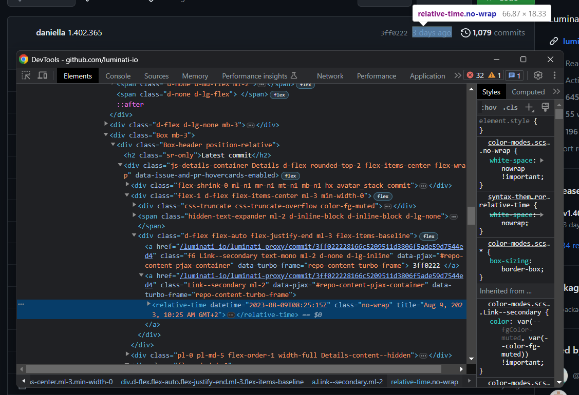 Selecting Main Branch Name via Sibling Element in GitHub