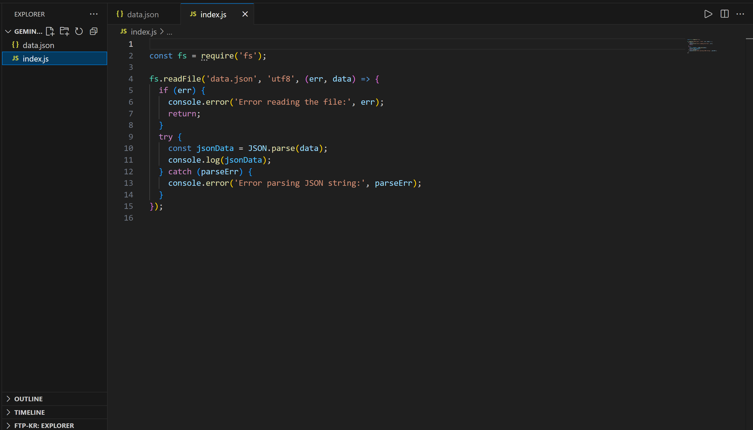index.js in VSC