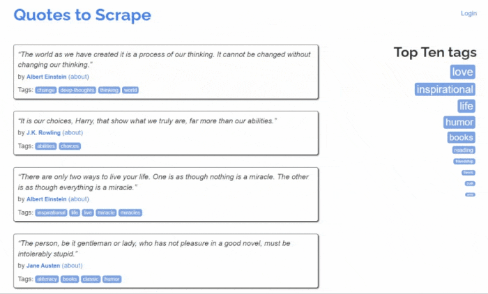 Quotes to scrape page