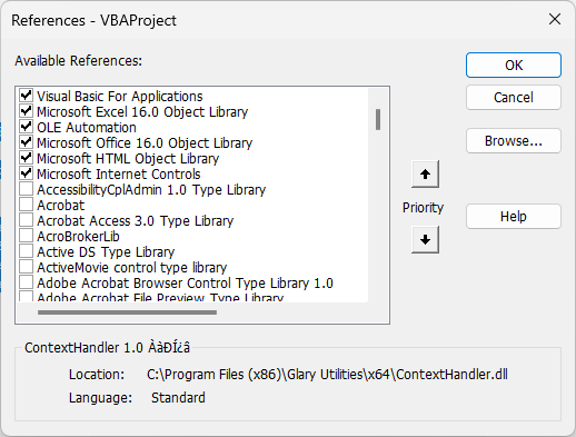 enabling the microsoft html object library and microsoft internet controls