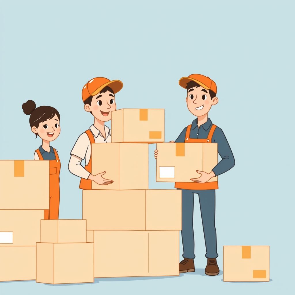 Cartoon illustration of people working together in a business setting