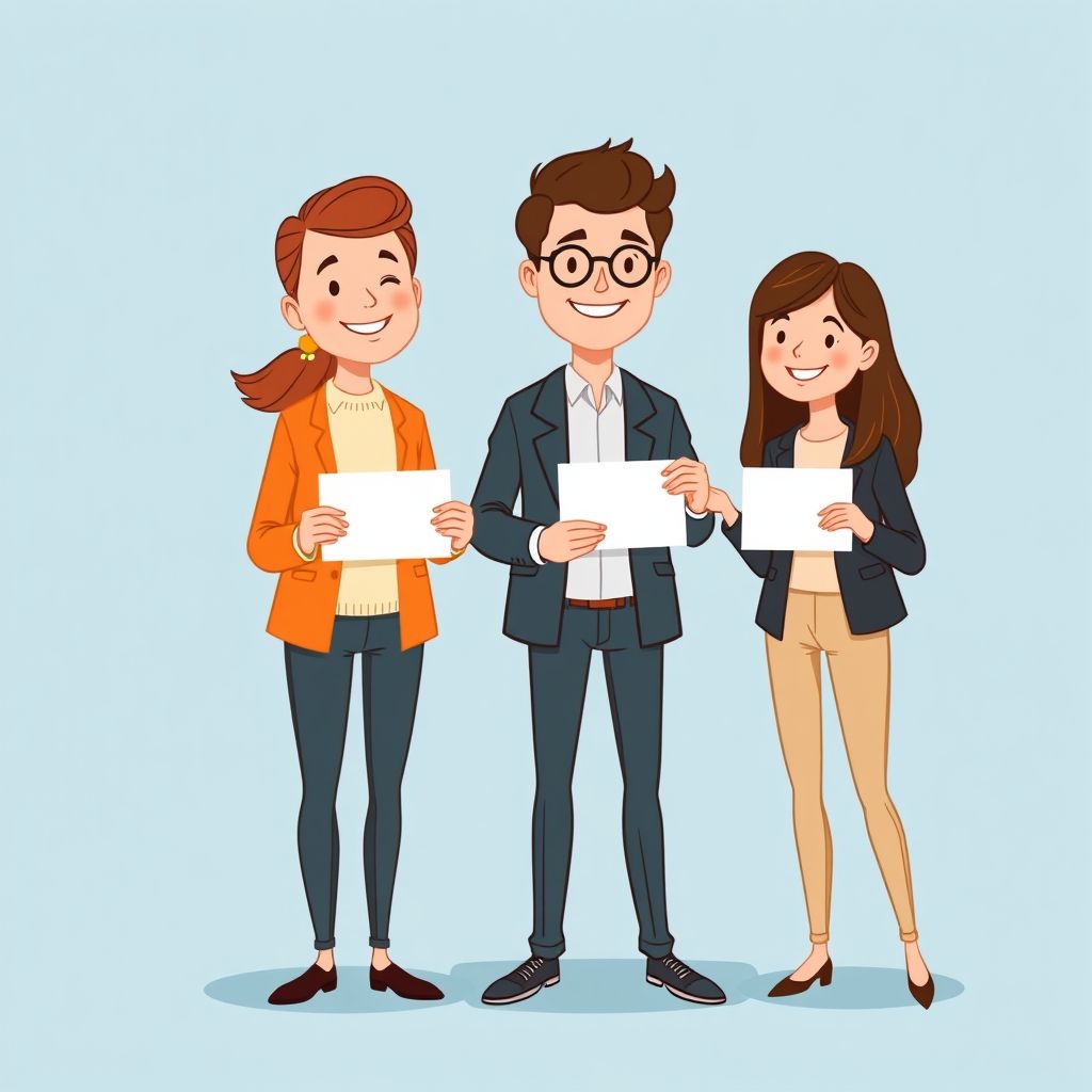Cartoon illustration of people working together in a business setting