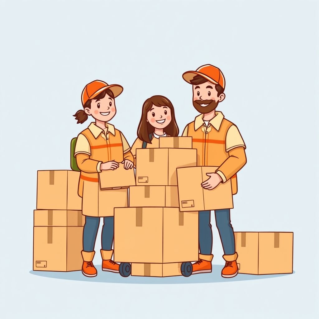 Cartoon illustration of people working together in a business setting