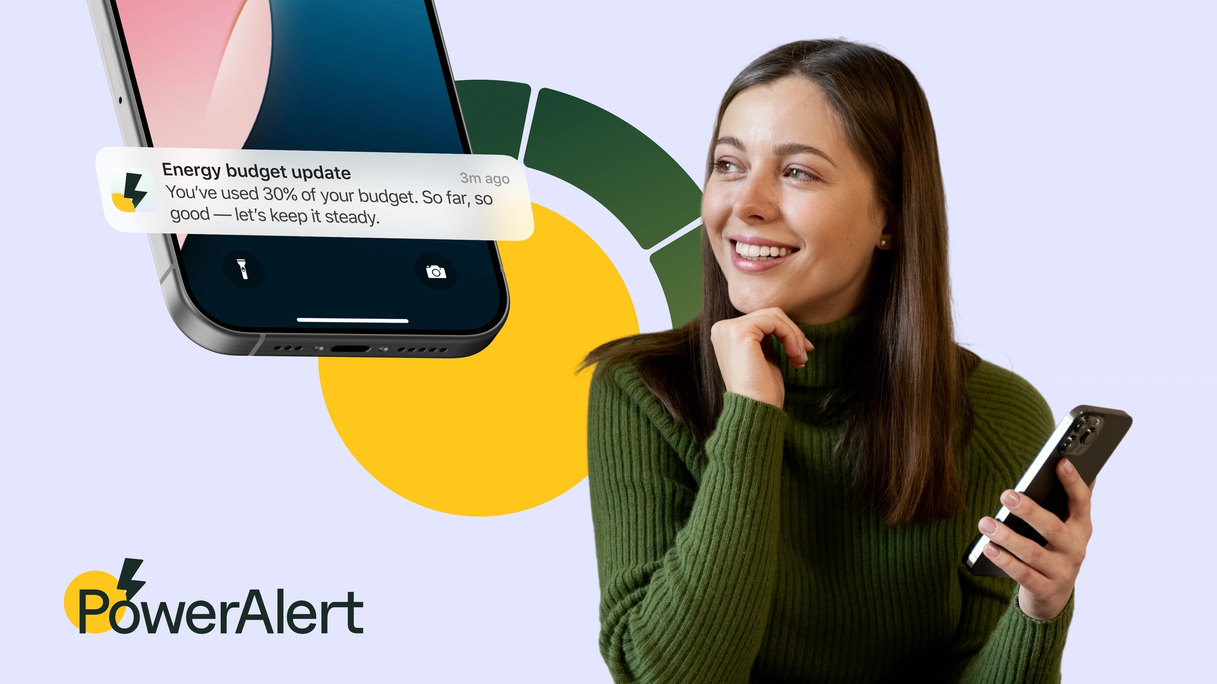 PowerAlert app showing real-time energy budget tracking in Texas