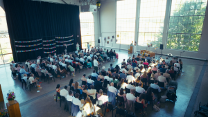 A picture of the ceremony waiting for the bride and the groom to arrive