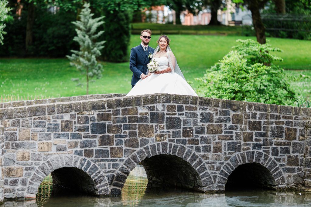 Kenza and Gregoire in a garden for the photoshoot