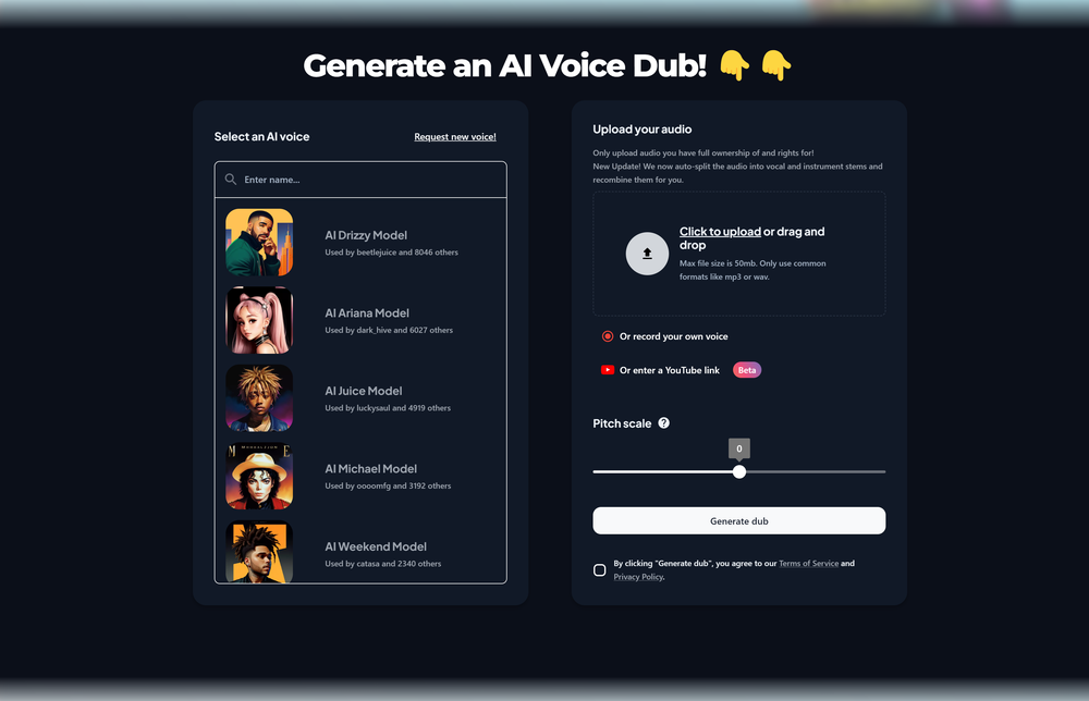 Screenshot of VoiceDub AI