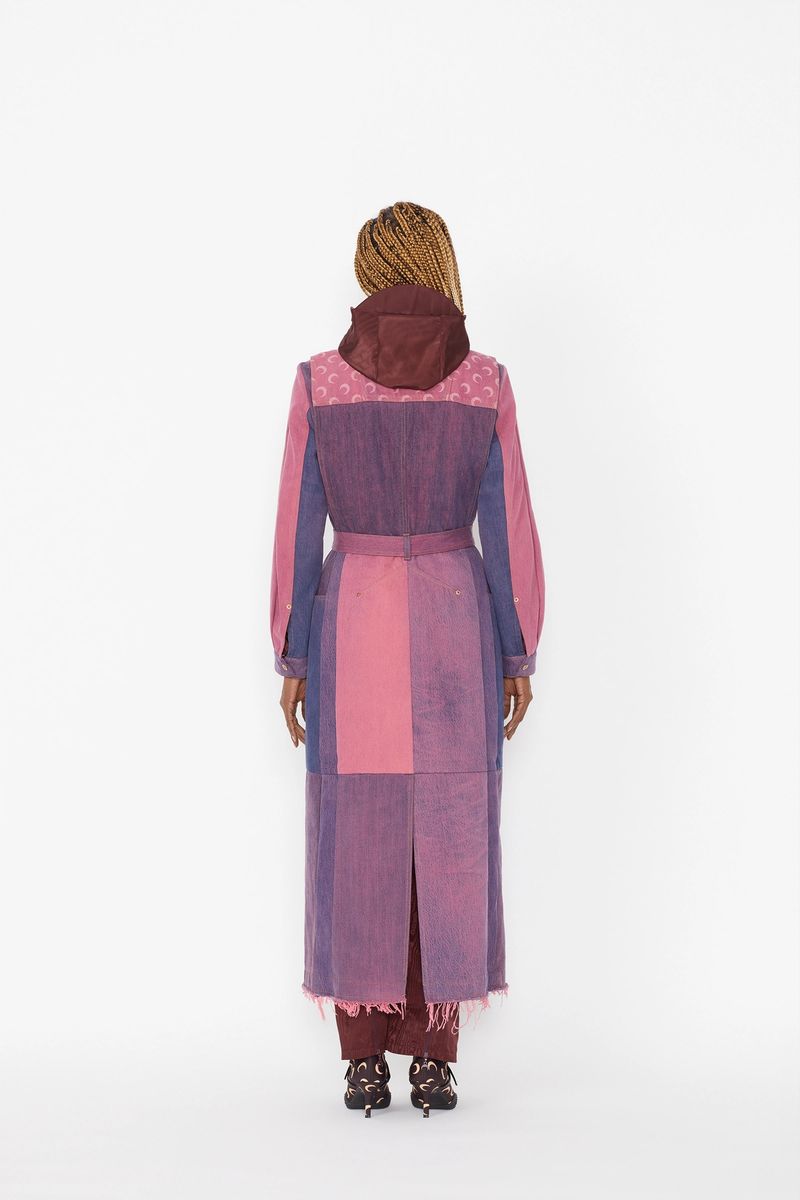 Pink-Tones Denim Belted Coat