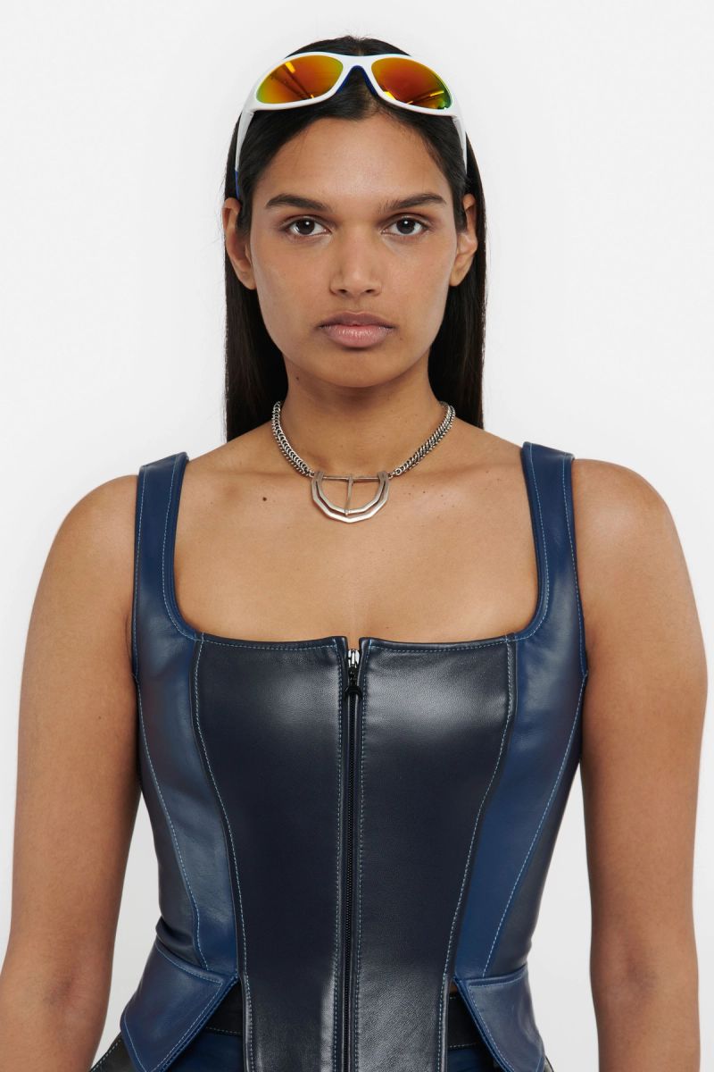 Blue-Tones Zipped Corset