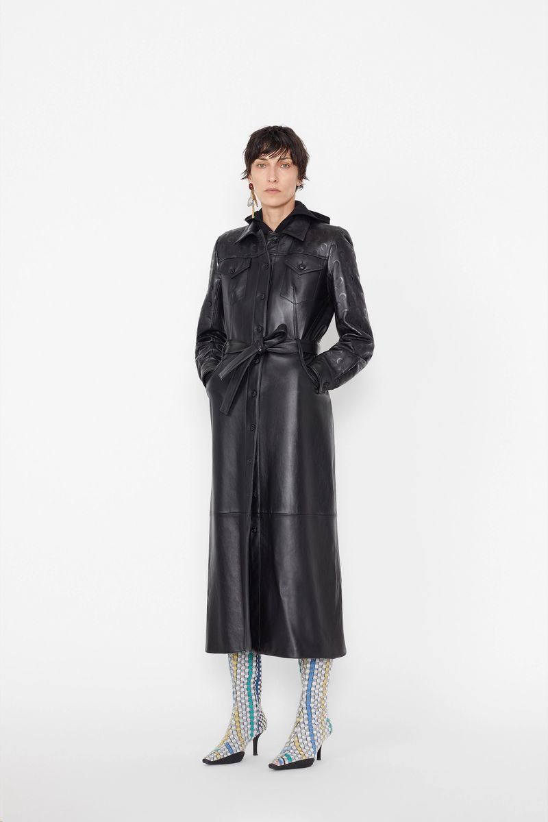 Moon Leather Belted Long Coat