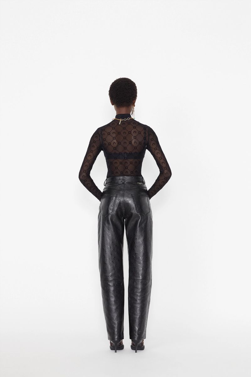Moonogram-Flocked Mesh Top