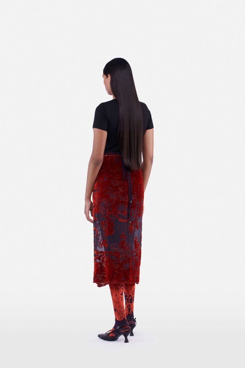 Geotic Devore Strapped Waist Skirt