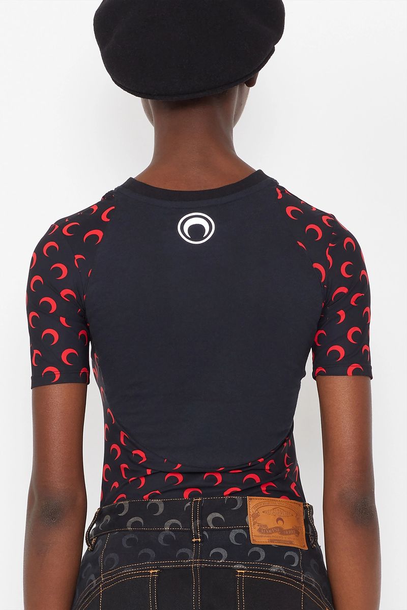Moon-Panel Graphic Fitted T-Shirt