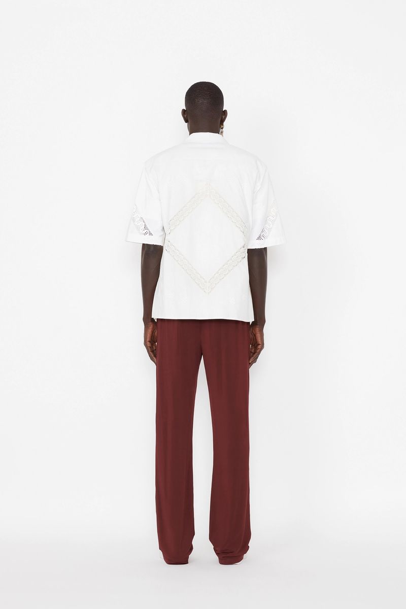 Unisex Embroidered Linens Bowling Shirt