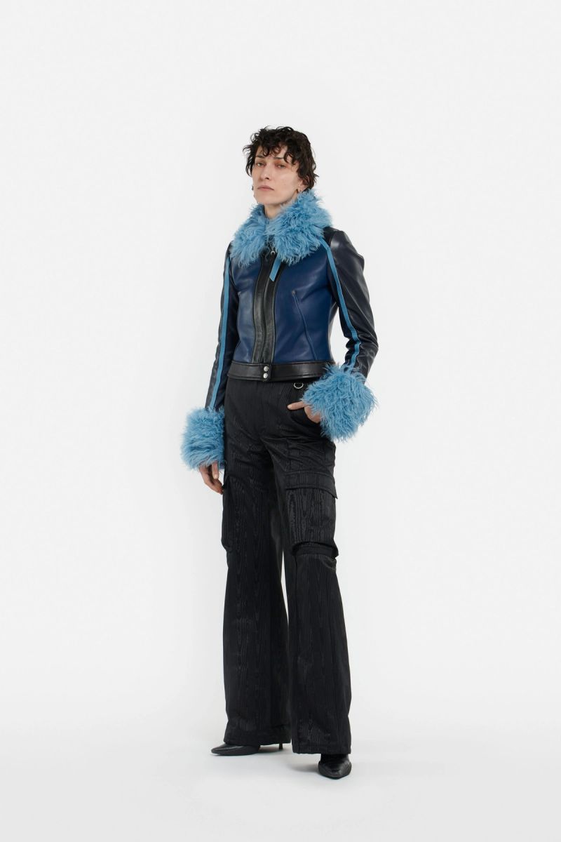 Blue-Tones Sassy Leather Jacket