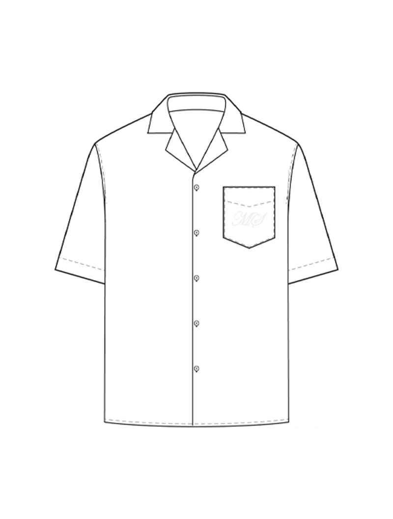 Unisex Embroidered Linens Bowling Shirt - Schema