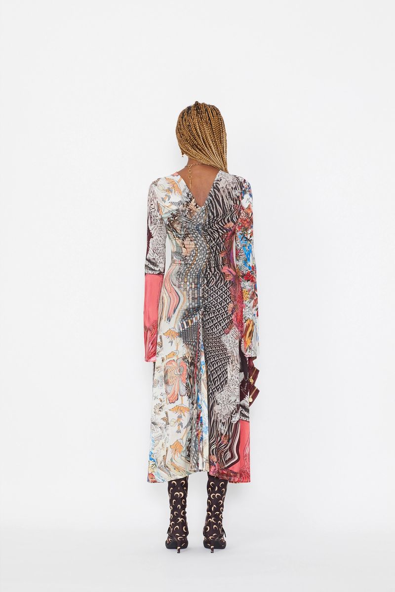Back-Drawstring Fluid Dress