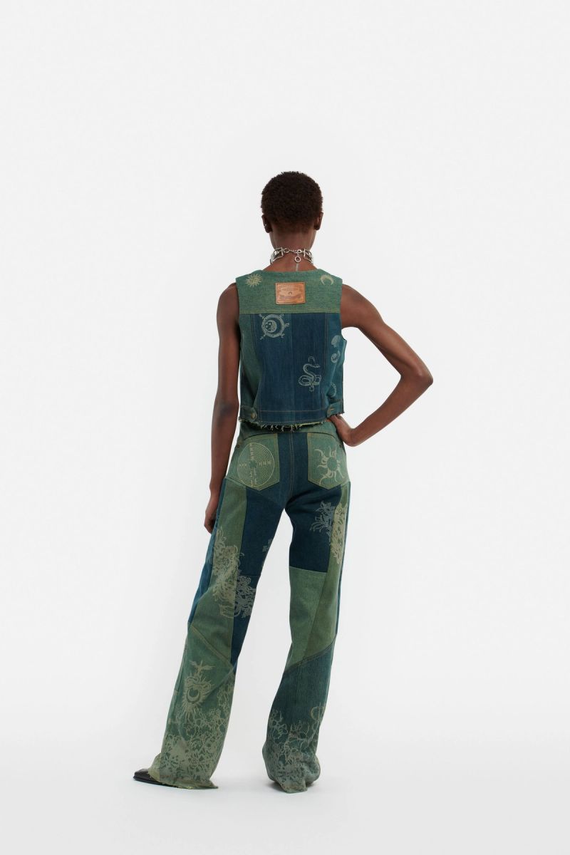 Petrichor Panelled Wide-Leg Jeans