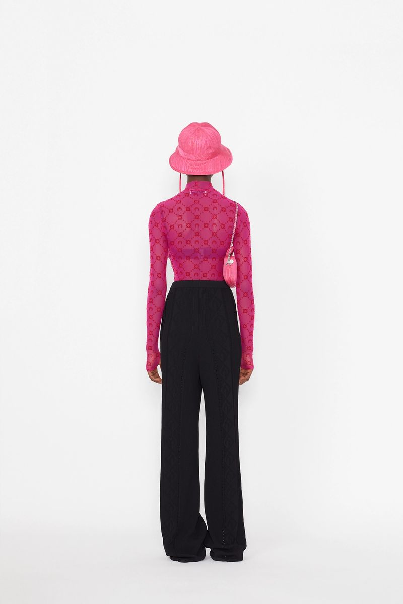 Moonogram-Flocked Mesh Top