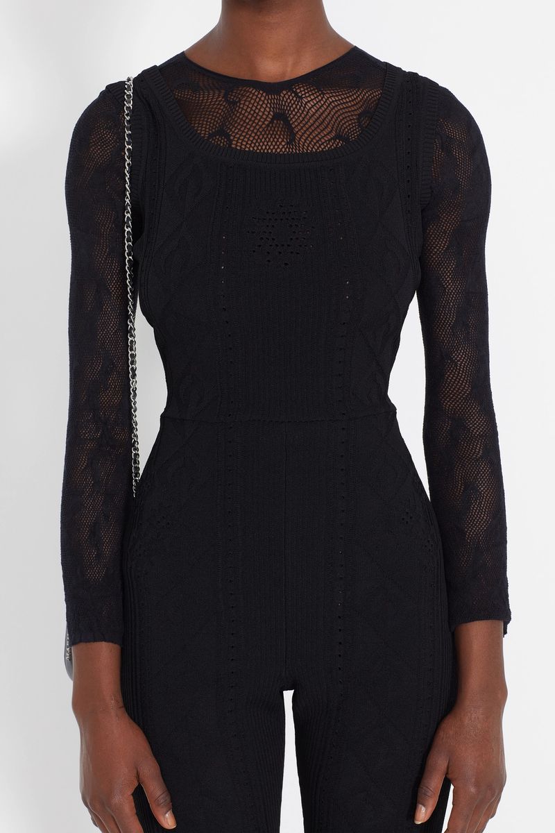 Lunar-Pointelle Knit Cycling Catsuit