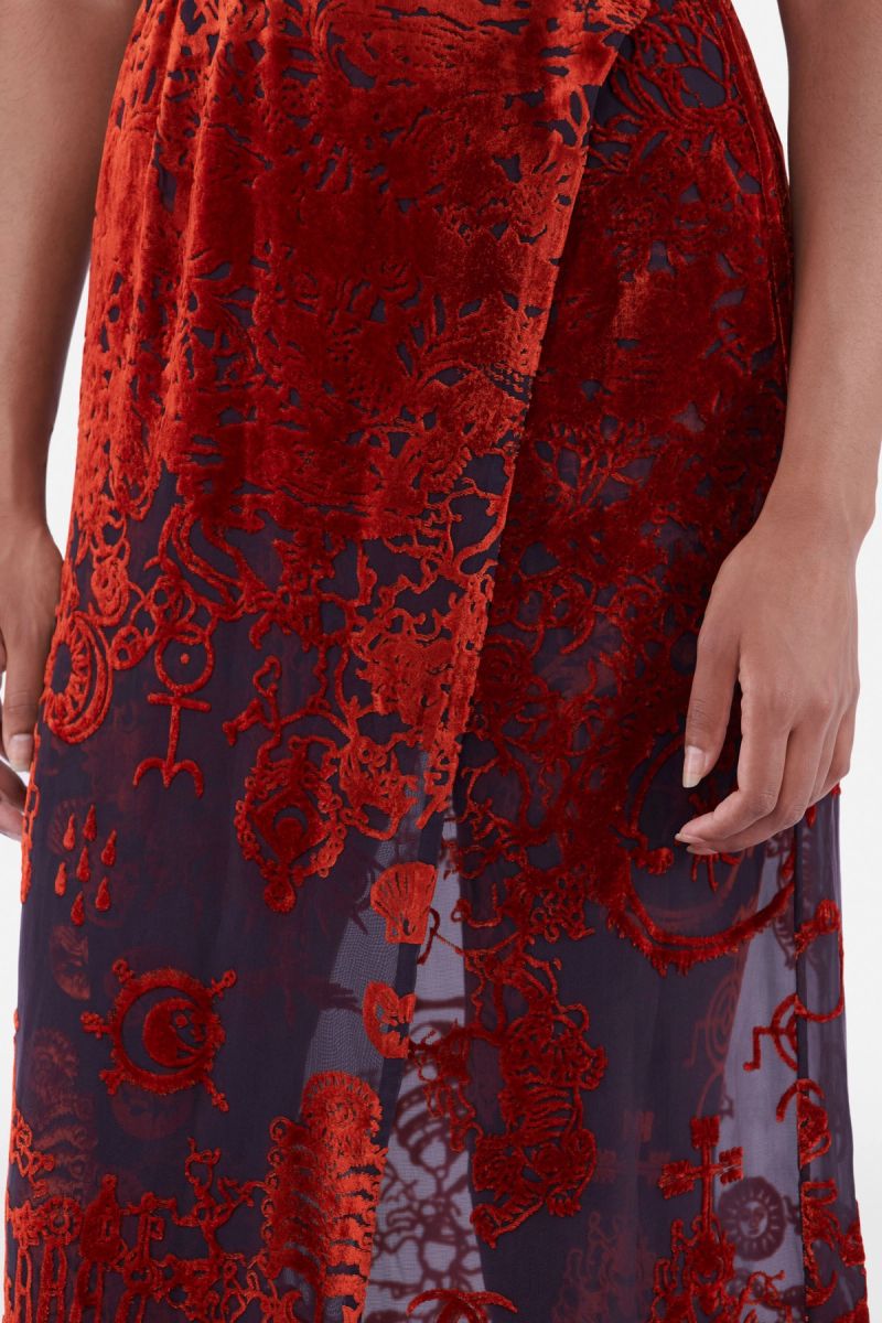 Geotic Devore Strapped Waist Skirt