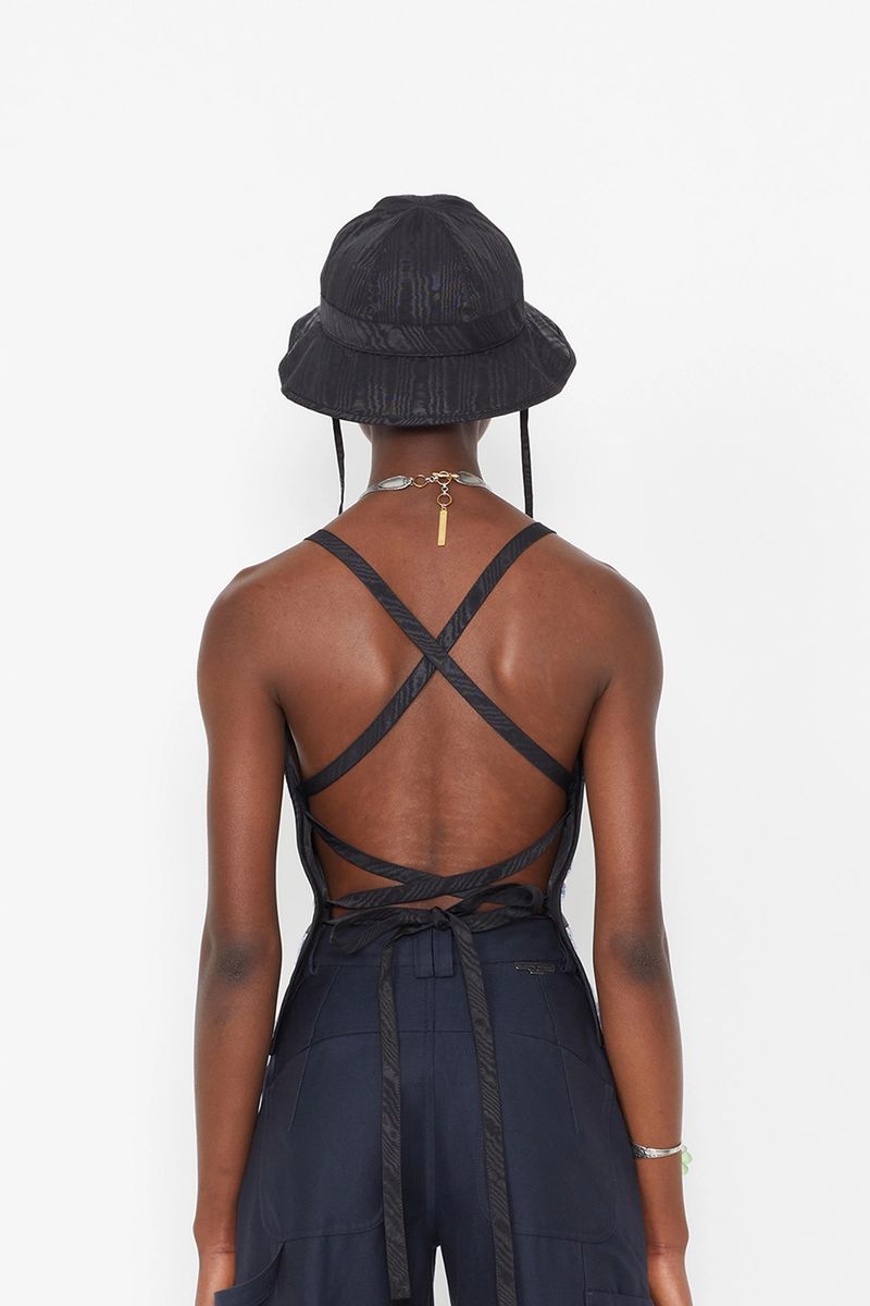Embroidered Moire Bell Hat