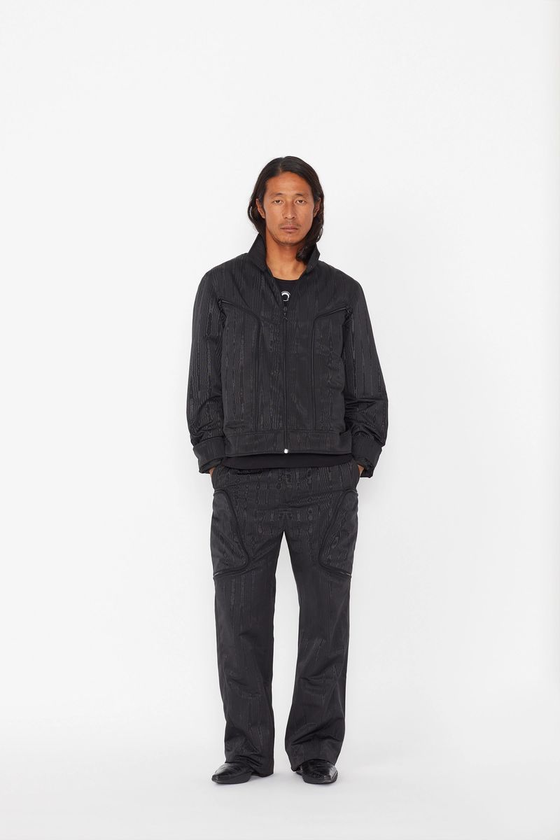 Concealed-Pockets Moire Trousers