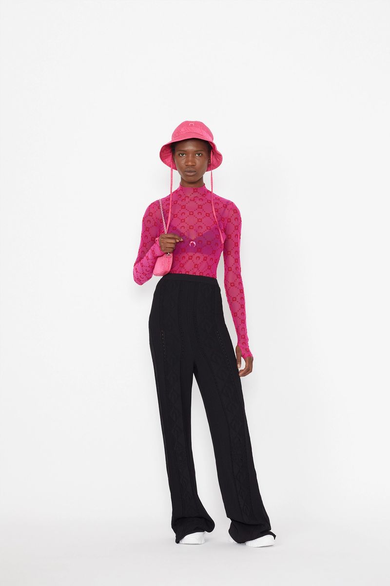 Moonogram-Flocked Mesh Top
