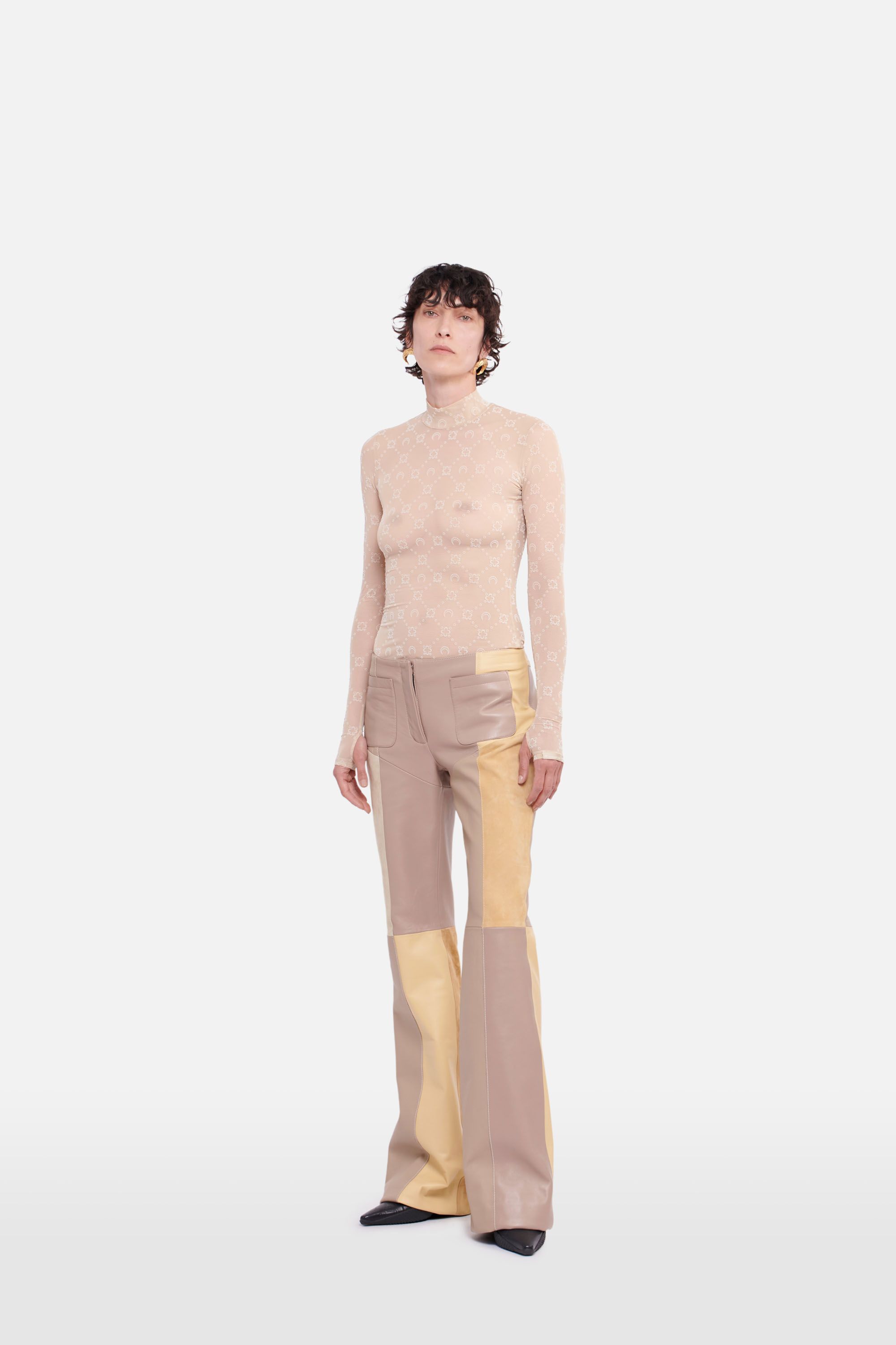 Patchwork Deadstock Leather Wide-Leg Trousers • Marine Serre