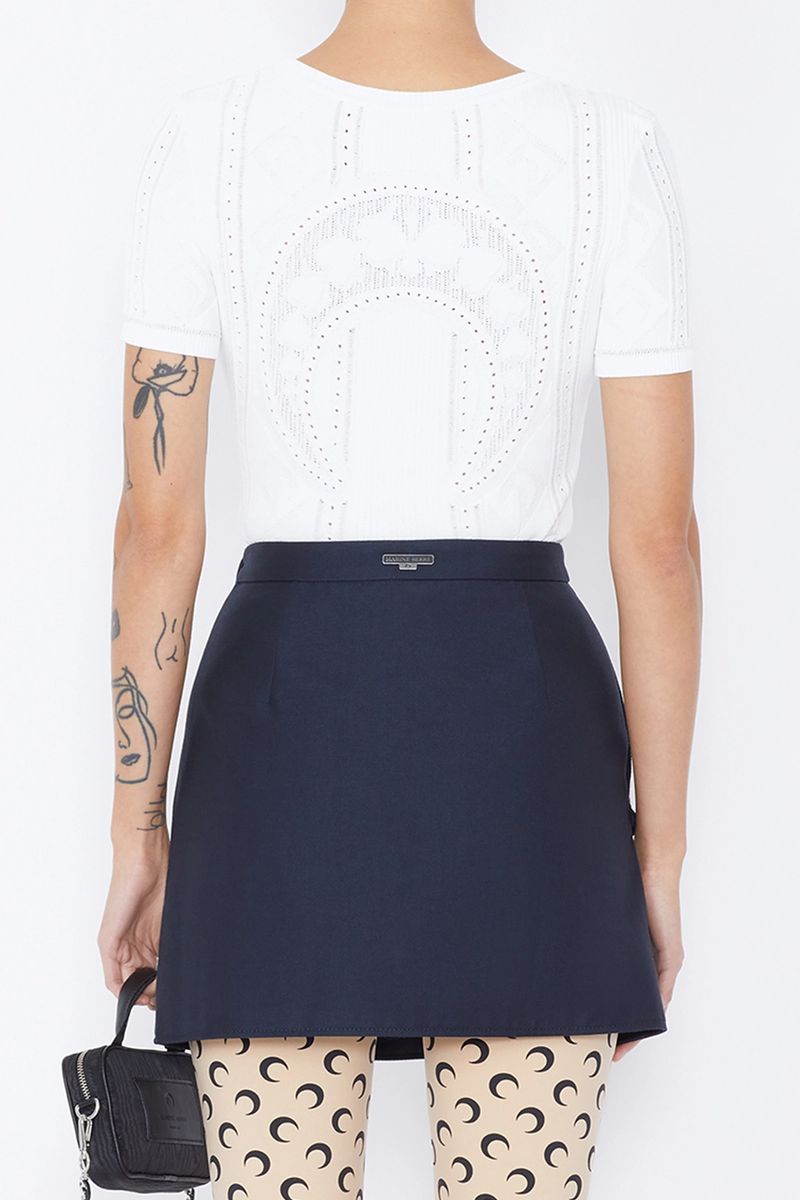 Lunar-Pointelle Knit Short-Sleeved Top