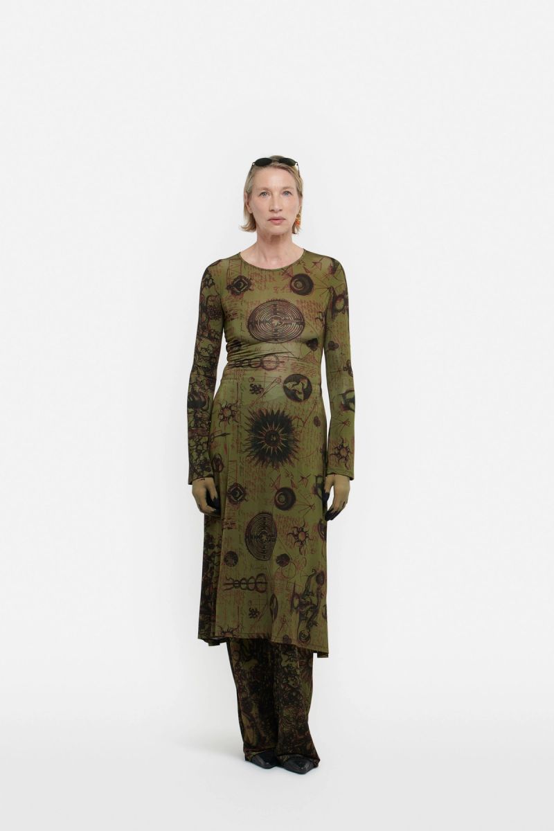 Back-Drawstring Fluid Dress