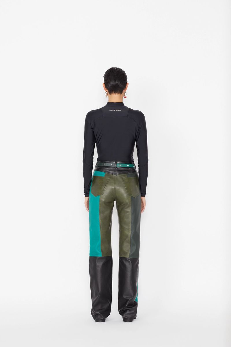 Green-Tones Leather Trousers